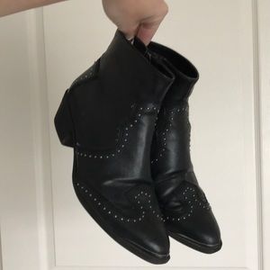 Embellished black zip booties